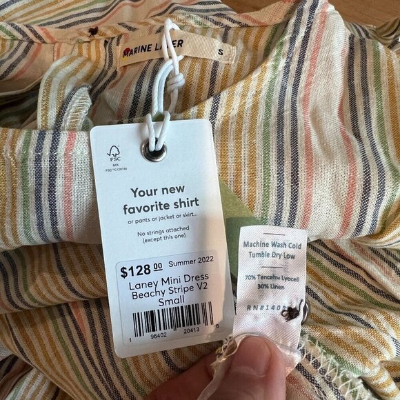 Marine Layer Laney Mini Sundress SMALL in Beachy Stripe Linen Blend - Picture 8 of 9